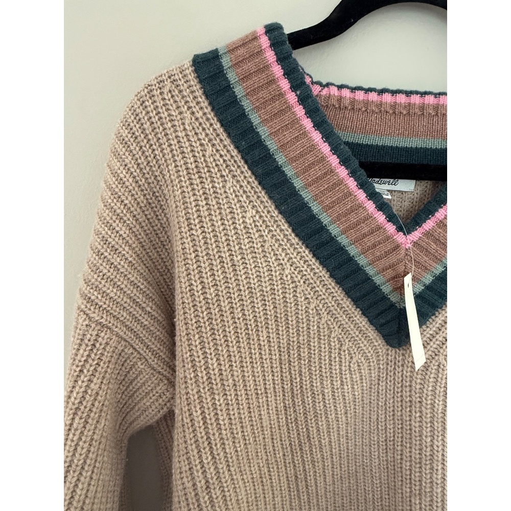 *NWT* Madewell | Tipped Forrest V-Neck Sweater in Heather Birch